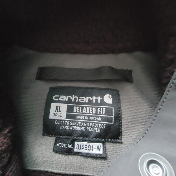 Carhartt Fleece Snap Pullover Mens XL Sherpa Relaxed Fit Jacket Grey Plum - Picture 8 of 13